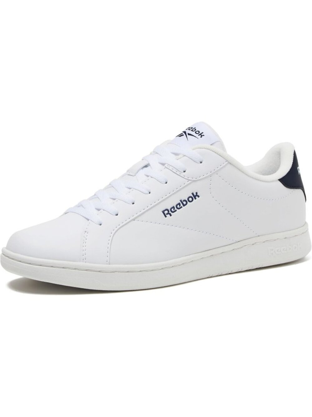 Men's White Navy Tennis Shoes Casual Lace Up High Top Athletic Running Sneaker
